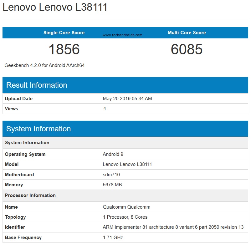 Lenovo L38111 Geekbench listing -1