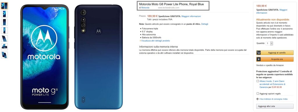 Motorola G8 Power Lite Amazon.it screenshot 1
