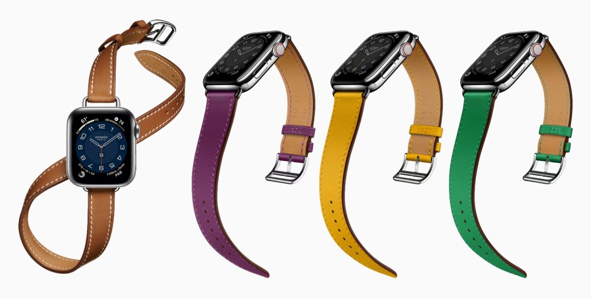 Apple Watch Hermès introduces the Hermès Attelage Single Tour and slimmer Attelage Double Tour bands, along with new colors of classic band styles.